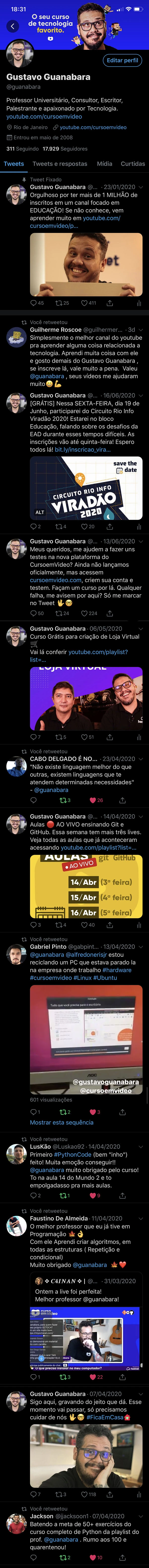 Págida do twitter