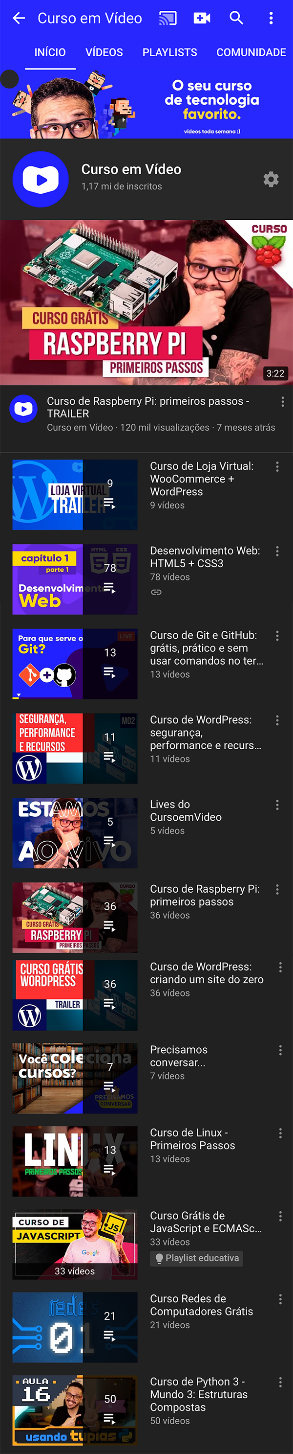 Págida do youtube