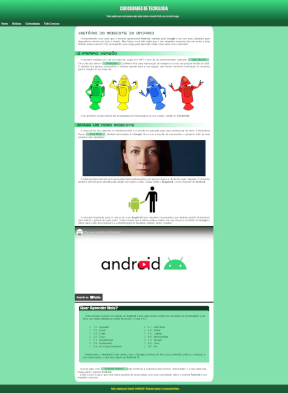 Print do Site AndroidHistory v1.0 no Computador