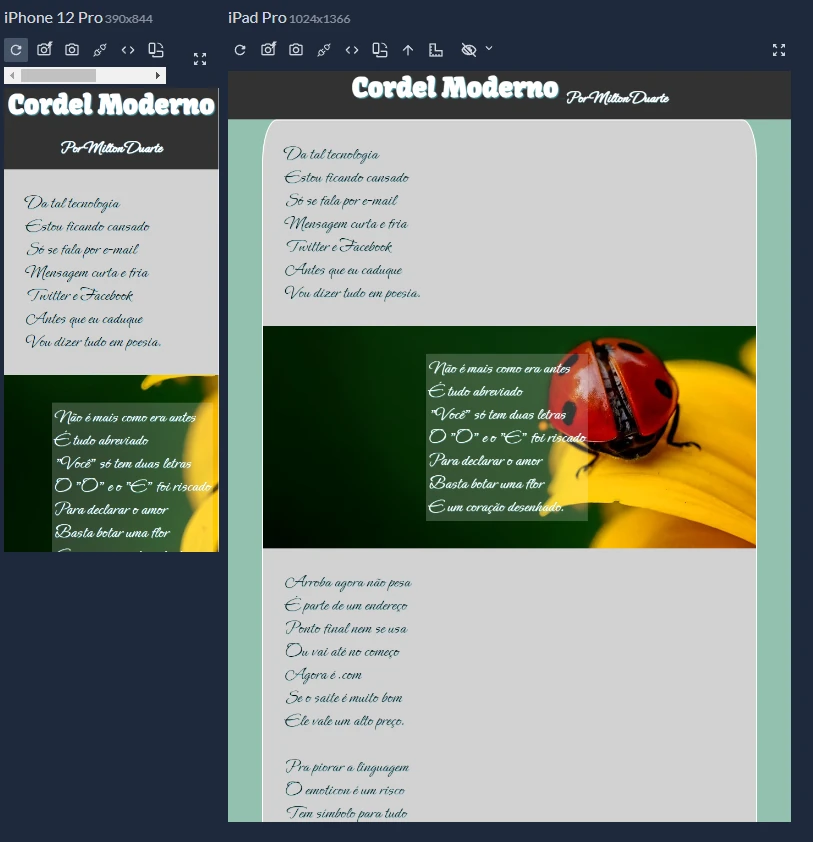 Print do Site CordelModerno no Celular